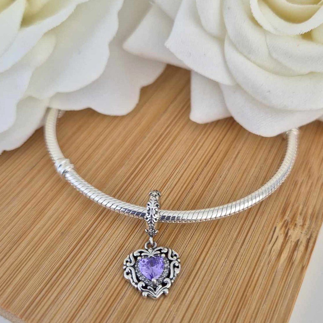 Amethyst Heart Charm - The Bee Charm