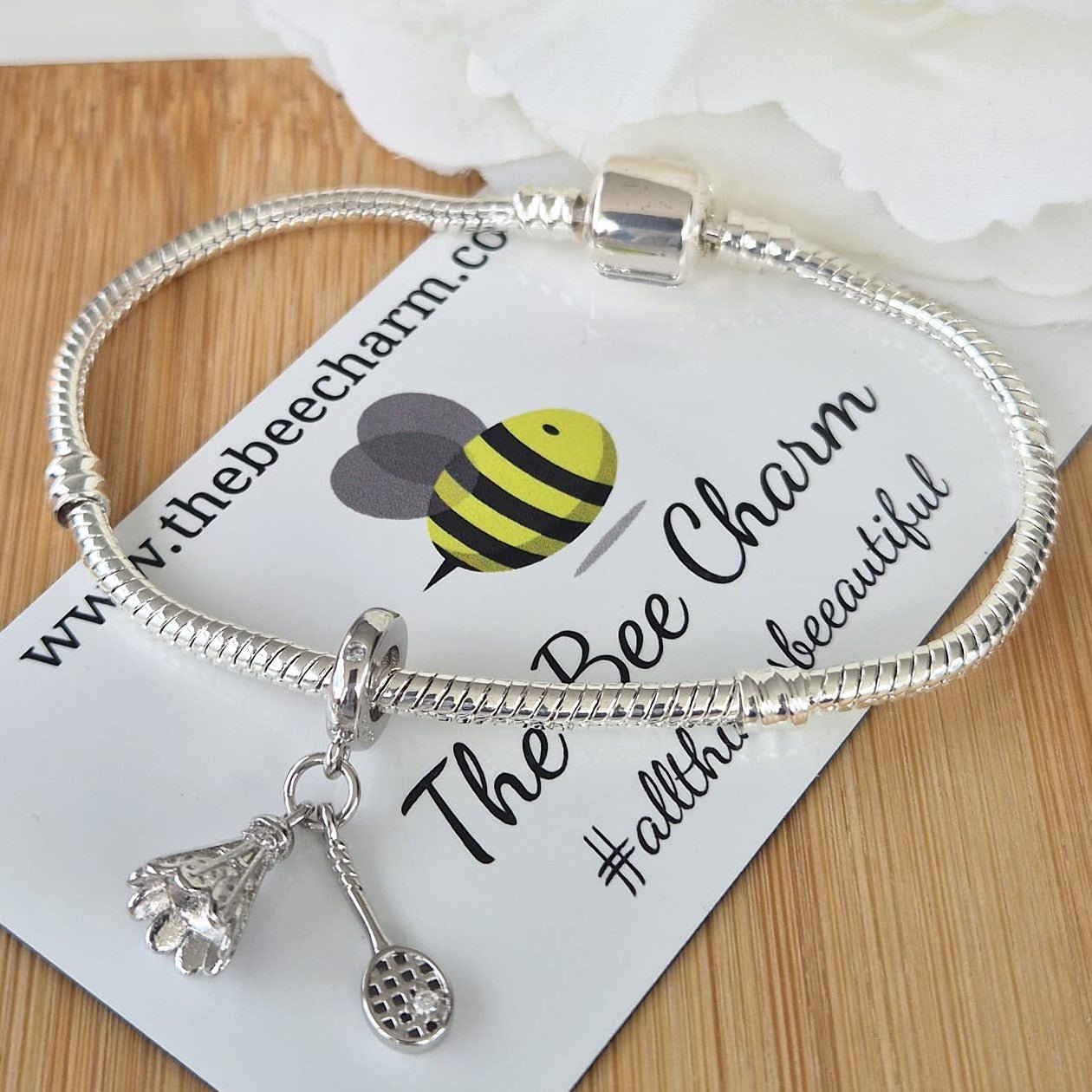 I Love Badminton Charm - The Bee Charm