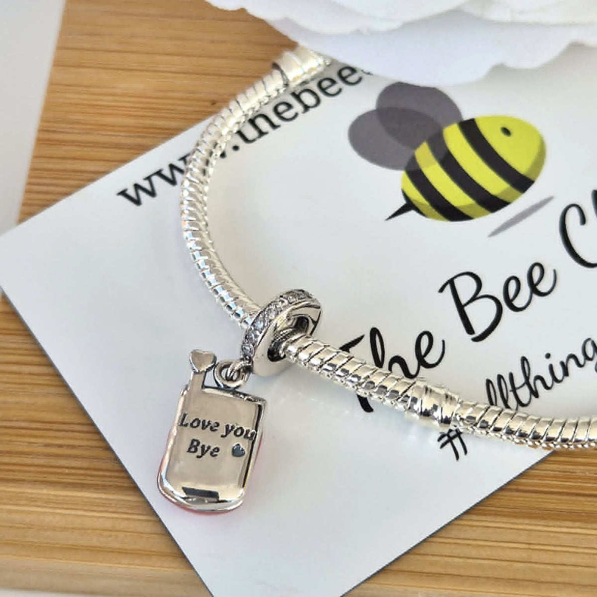 Mobile Phone Charm - The Bee Charm. Sterling Silver S925. Charms that fit Pandora Bracelets.