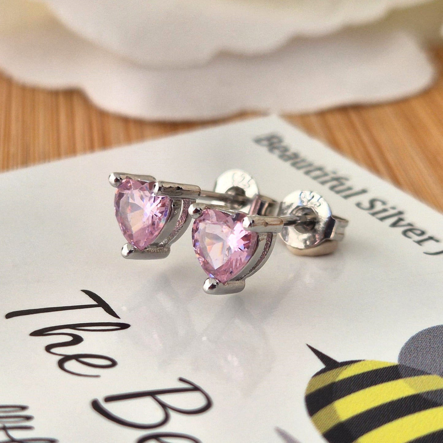 Pink Heart Studs - The Bee Charm