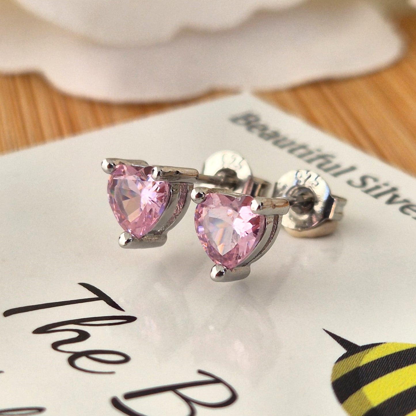 Pink Heart Studs - The Bee Charm