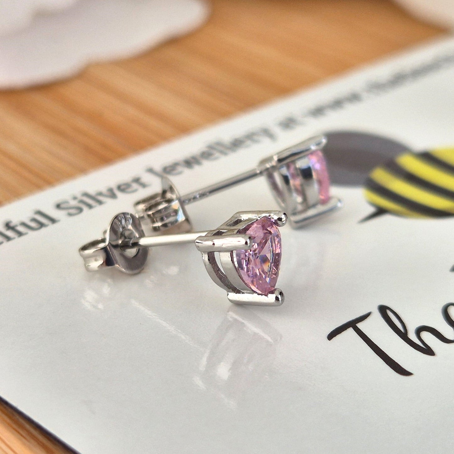 Pink Heart Studs - The Bee Charm