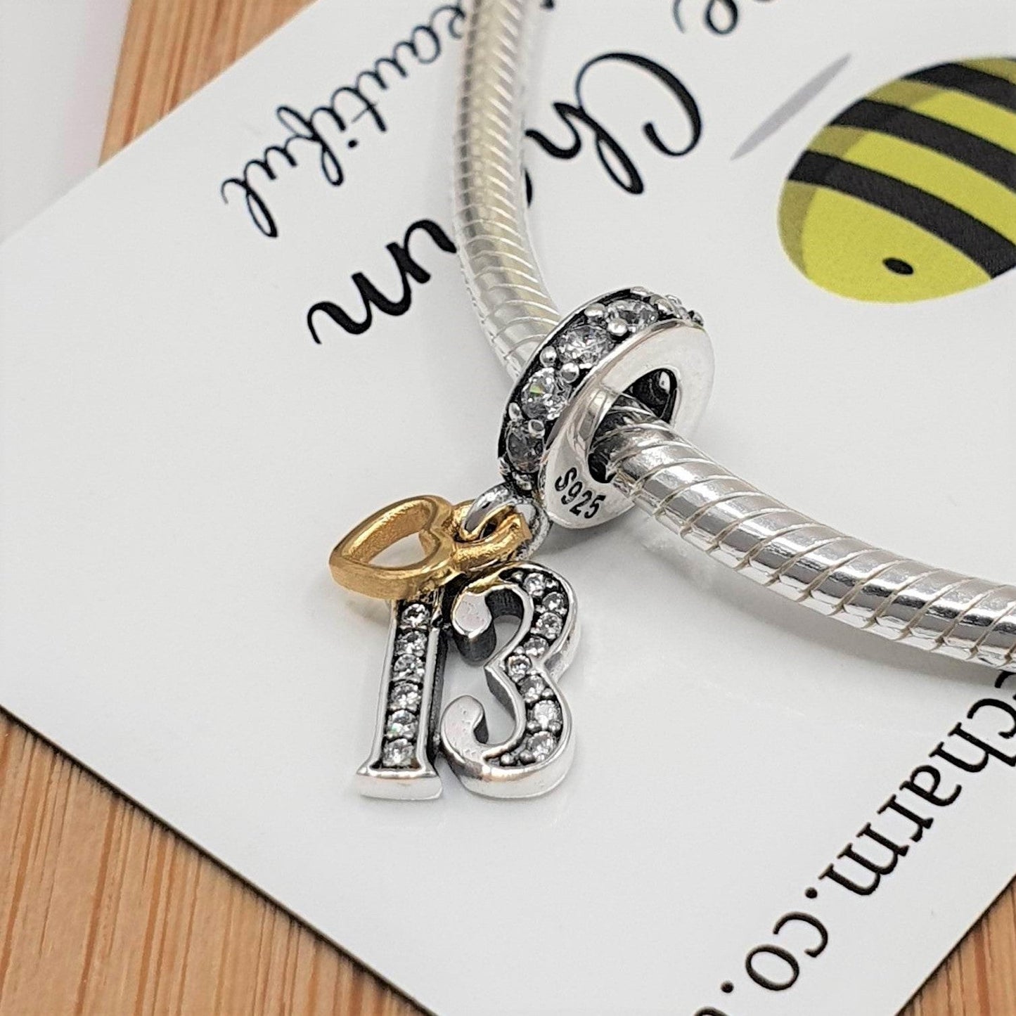 13th Birthday Charm | 925 Sterling Silver | The Bee Charm