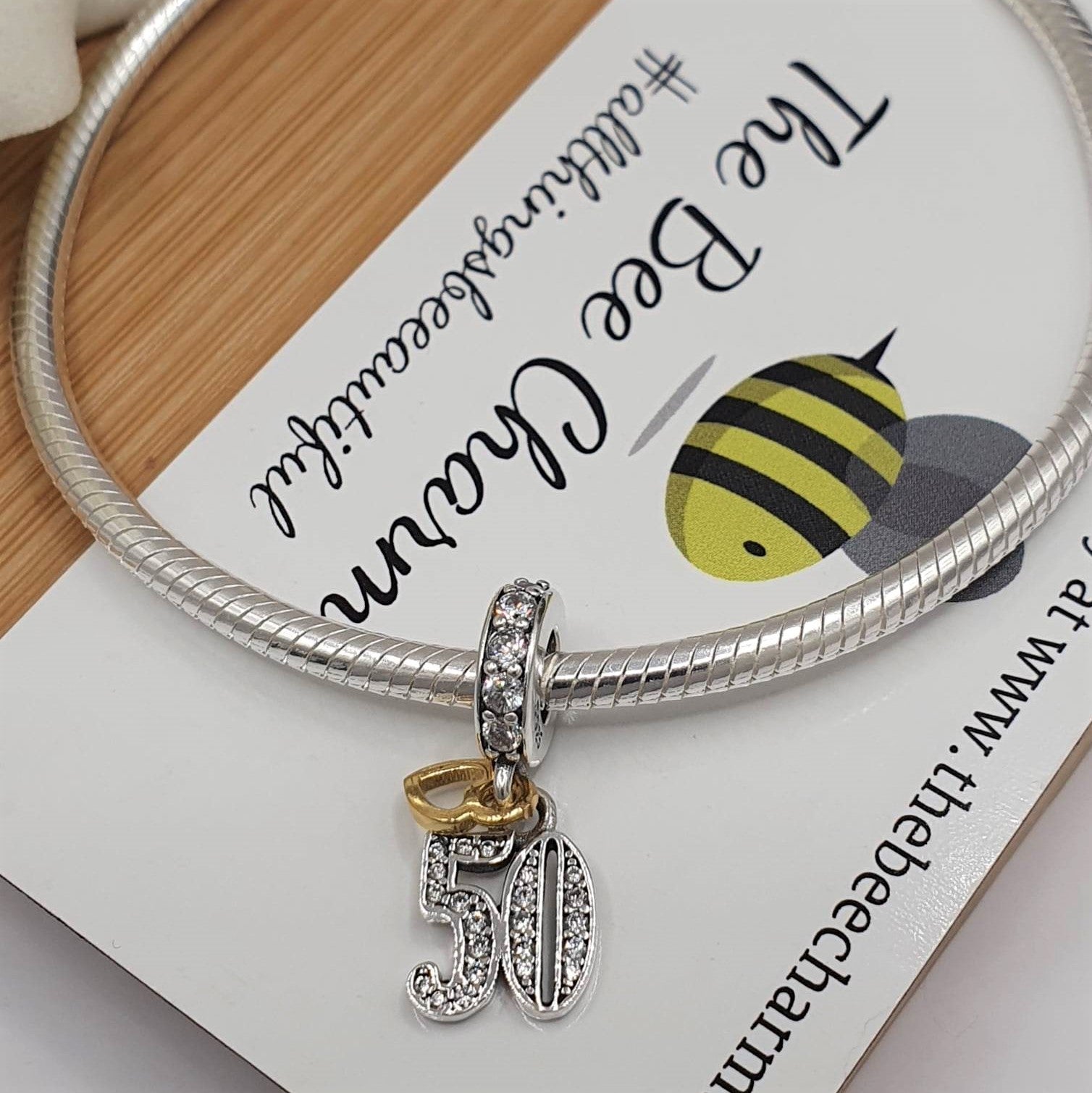 50th Birthday Charm | 925 Sterling Silver | The Bee Charm