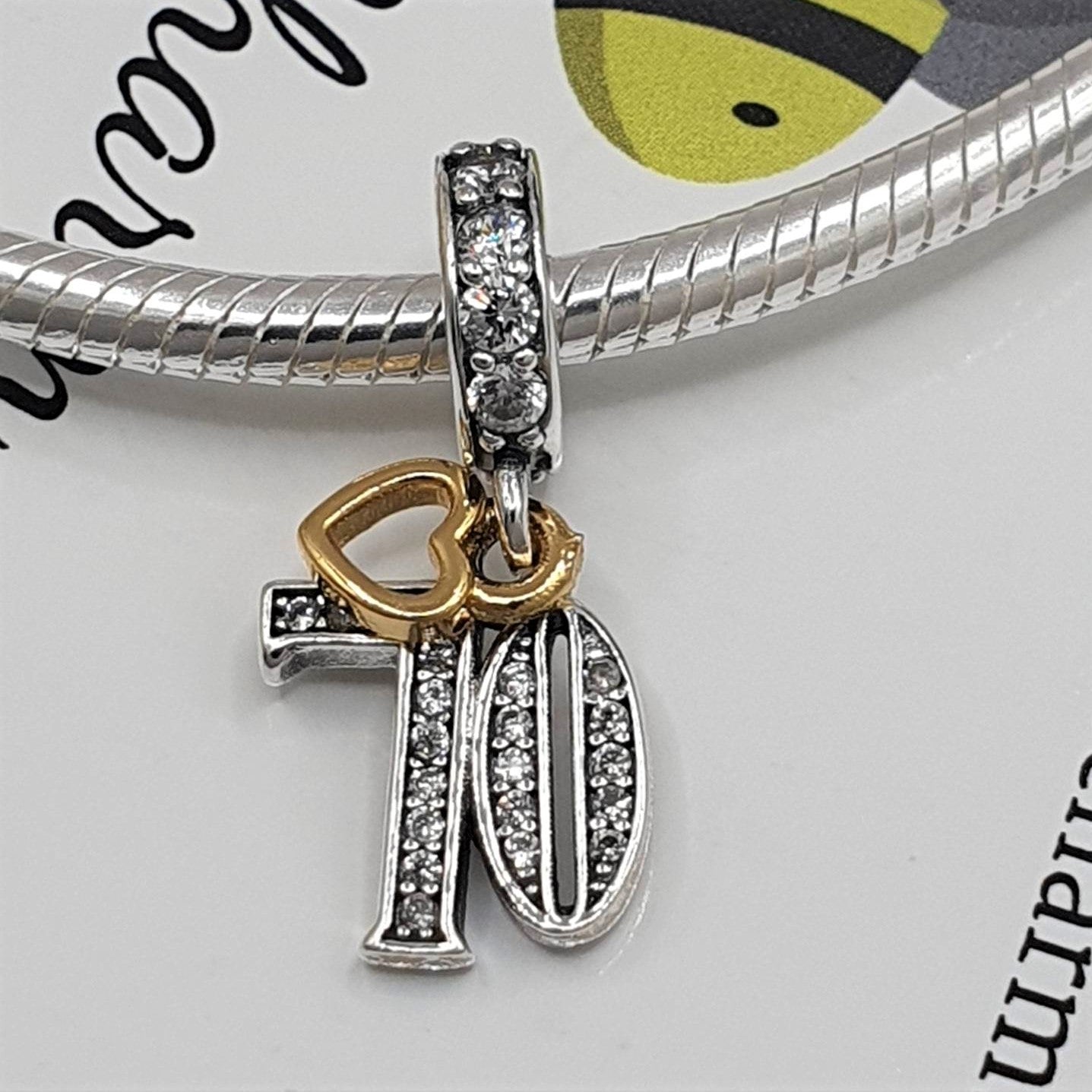 70th Birthday Charm | 925 Sterling Silver | The Bee Charm