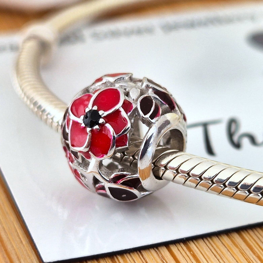 Poppy Charm - Sterling Silver - Free UK Delivery - The Bee Charm