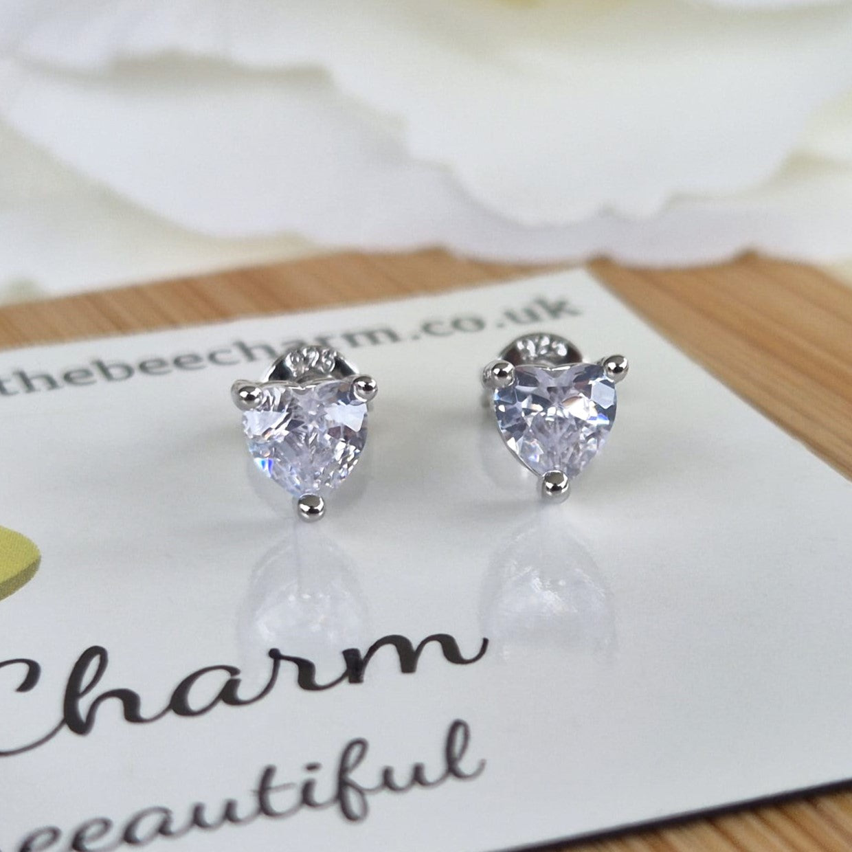 Zircon Heart Studs