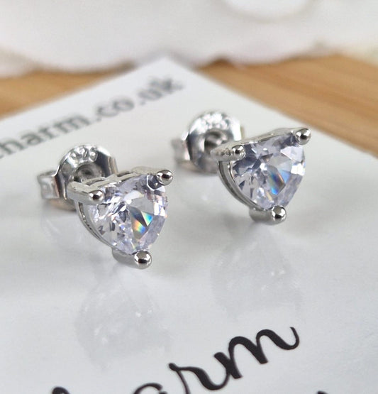 Zircon Heart Studs