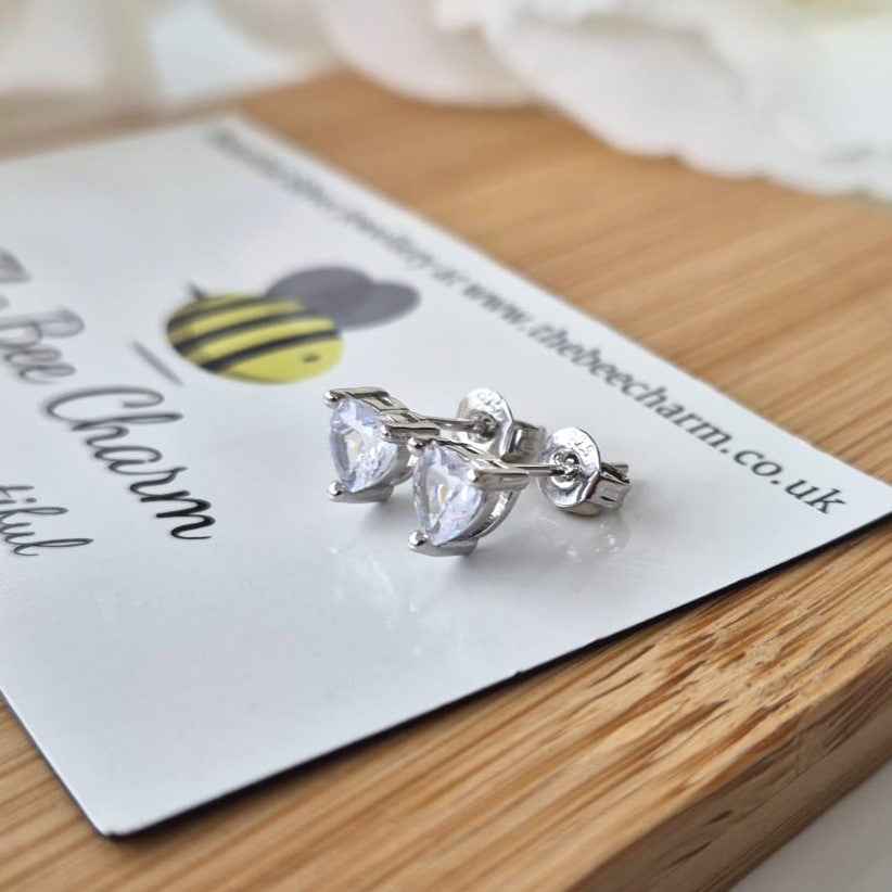 Zircon Heart Studs