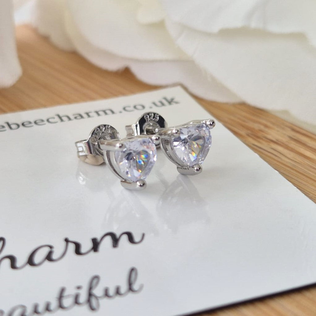 Zircon Heart Studs