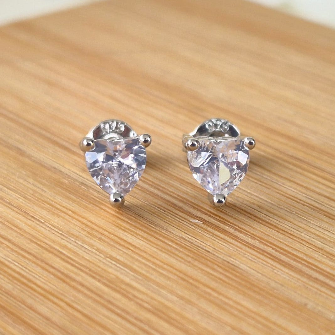 Zircon Heart Studs