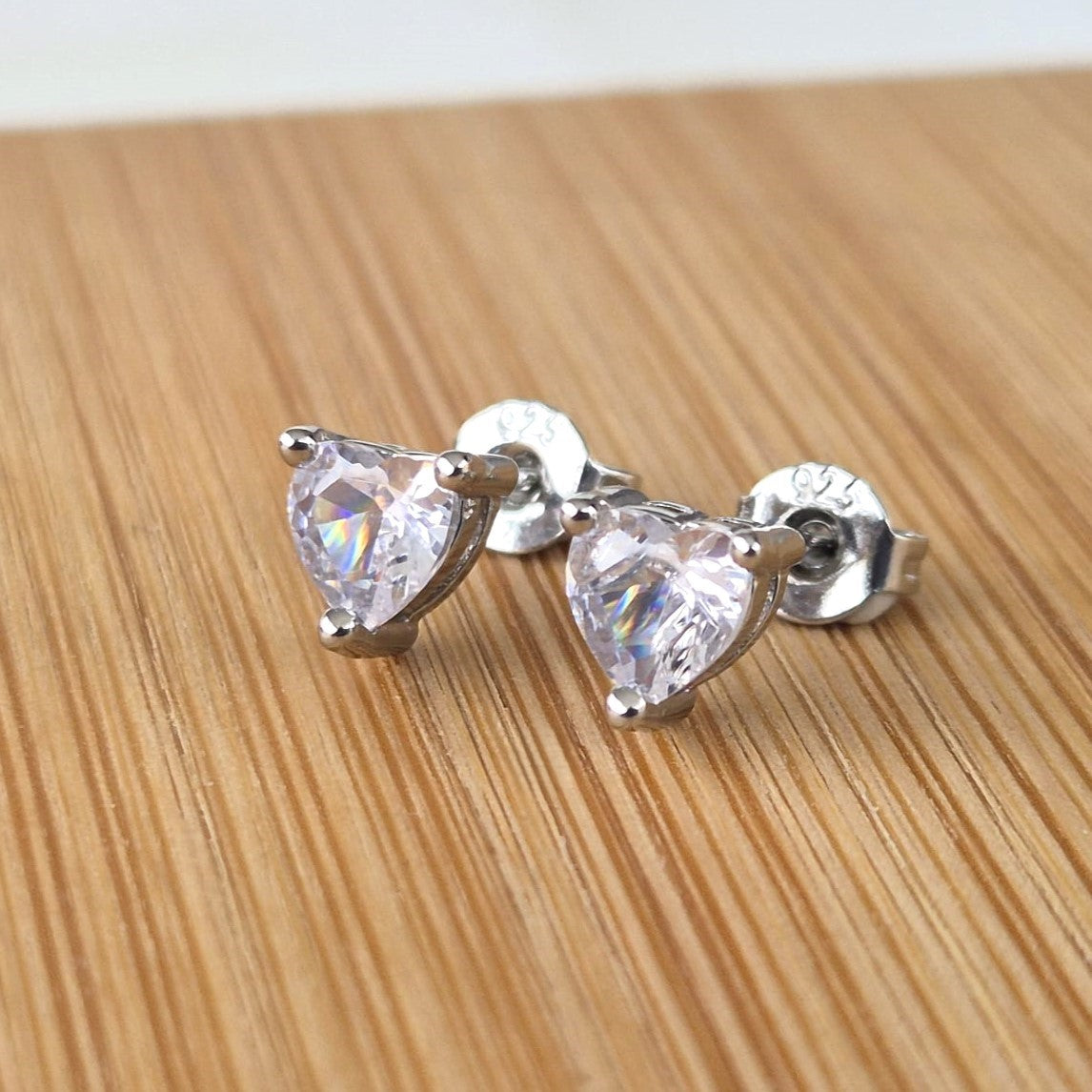 Zircon Heart Studs