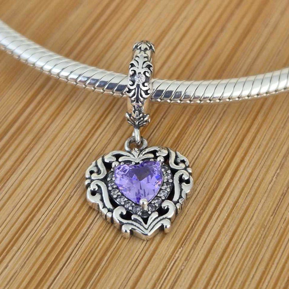Amethyst Heart Charm - The Bee Charm