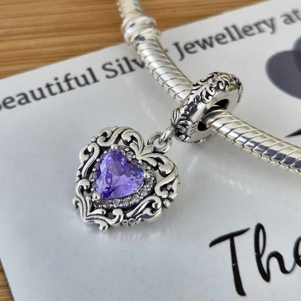 Amethyst Heart Charm - The Bee Charm