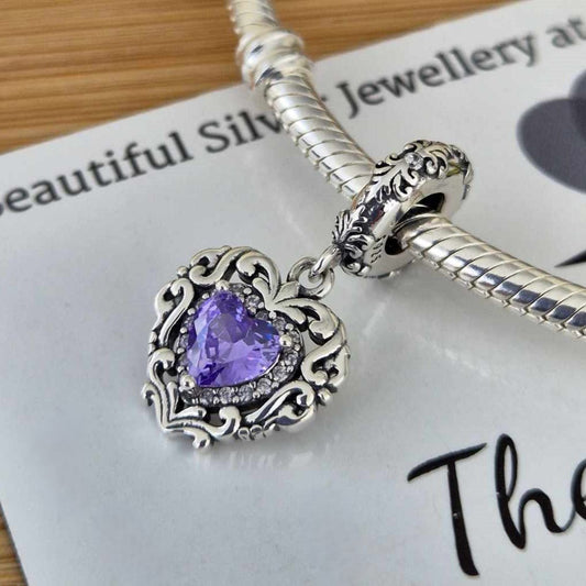 Amethyst Heart Charm - The Bee Charm
