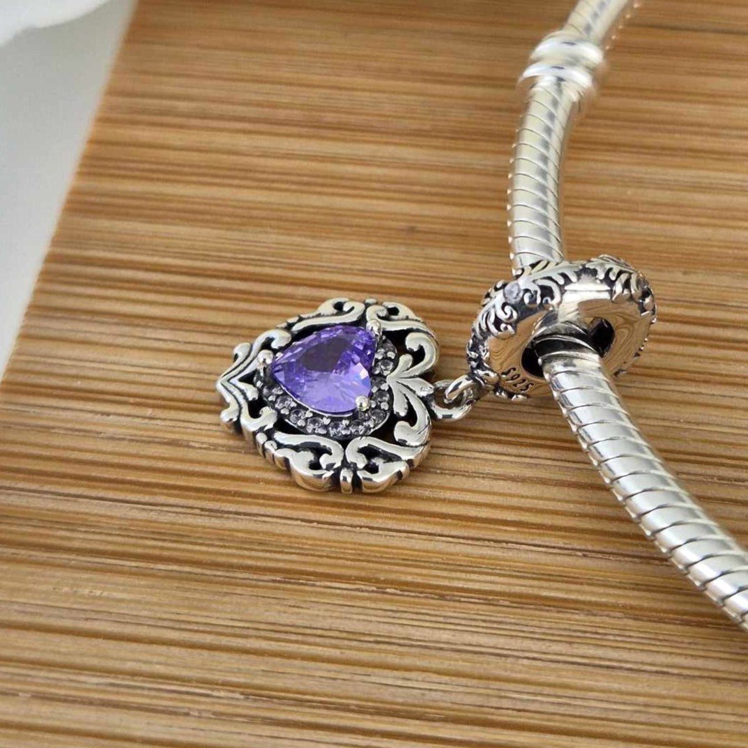 Amethyst Heart Charm - The Bee Charm