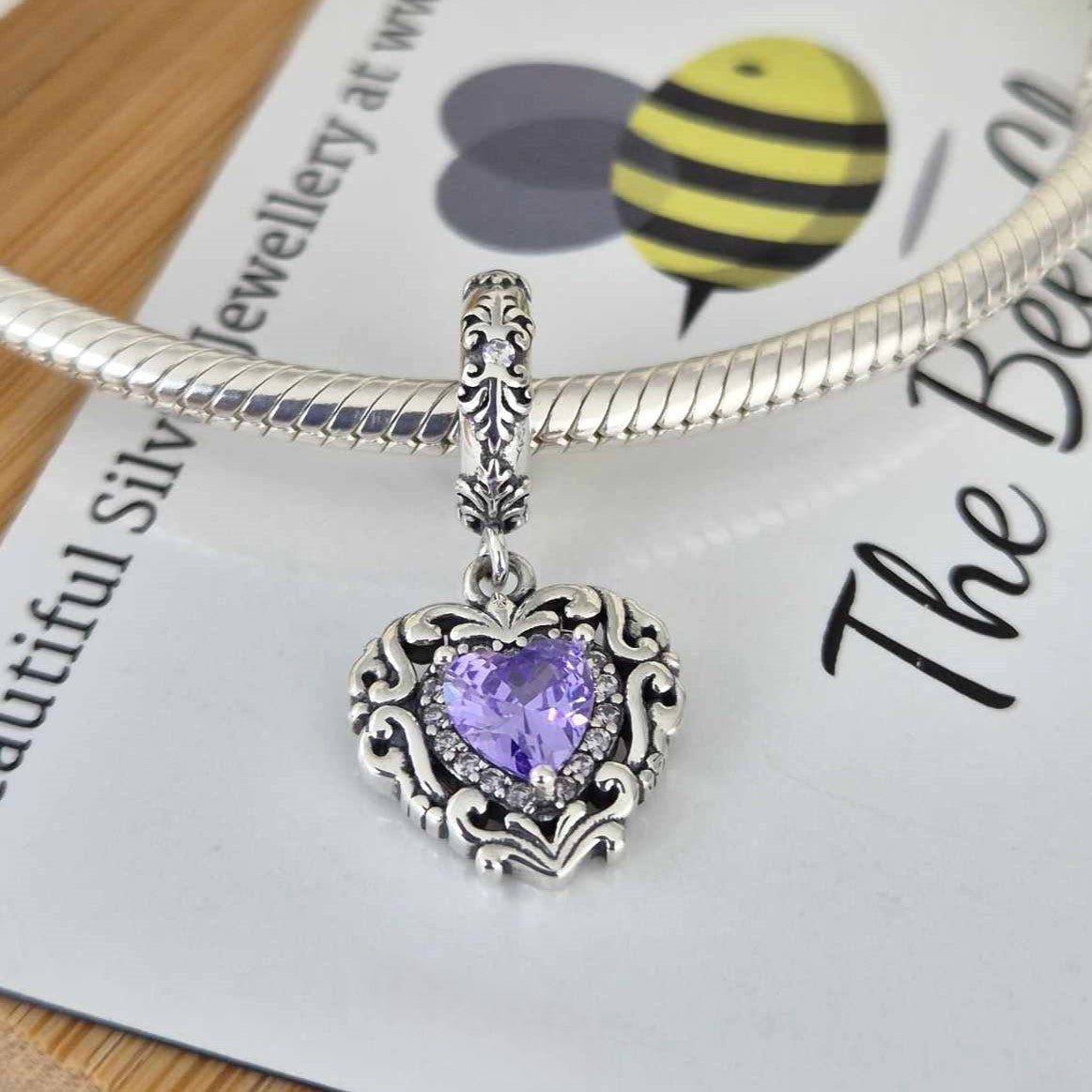 Amethyst Heart Charm - The Bee Charm