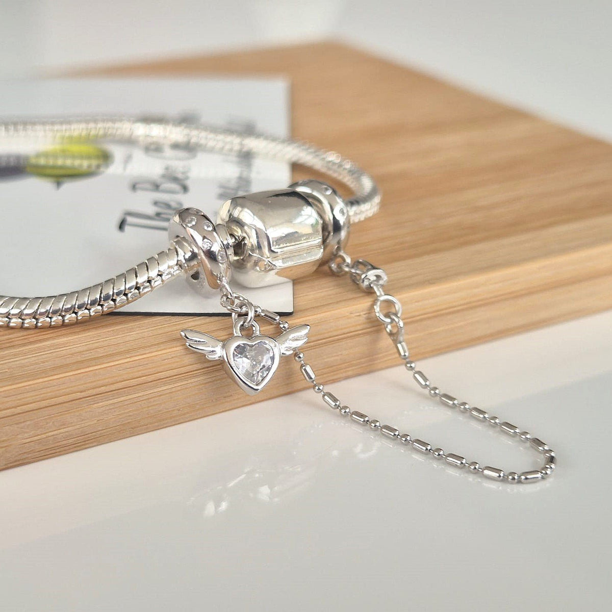 Angel Wings Safety Chain - Sterling Silver - The Bee Charm