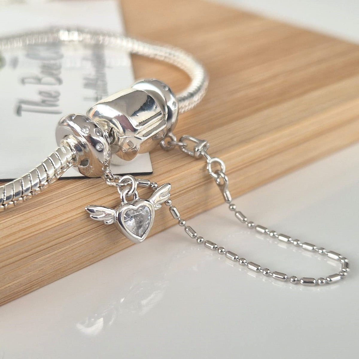Angel Wings Safety Chain - Sterling Silver - The Bee Charm