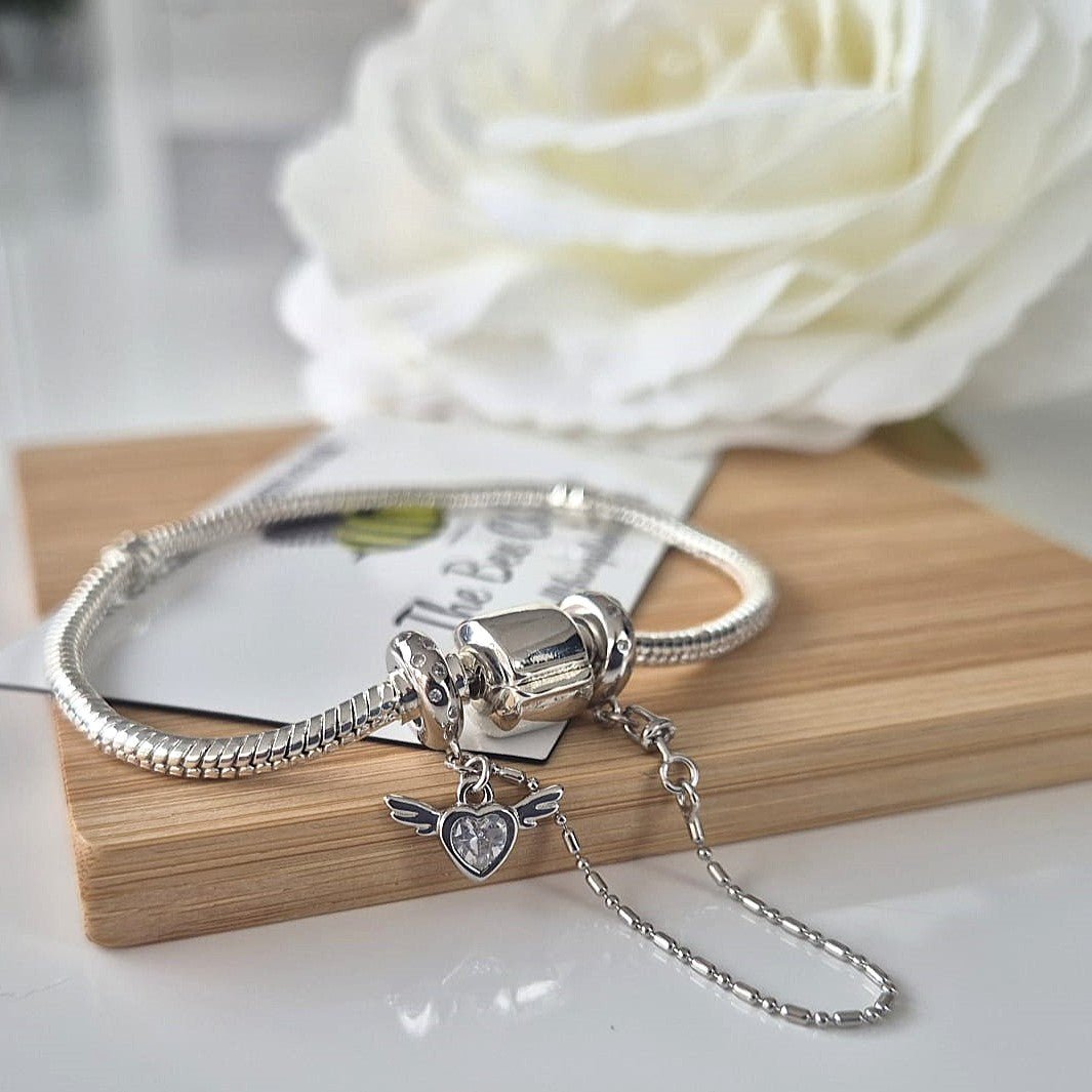 Angel Wings Safety Chain - Sterling Silver - The Bee Charm