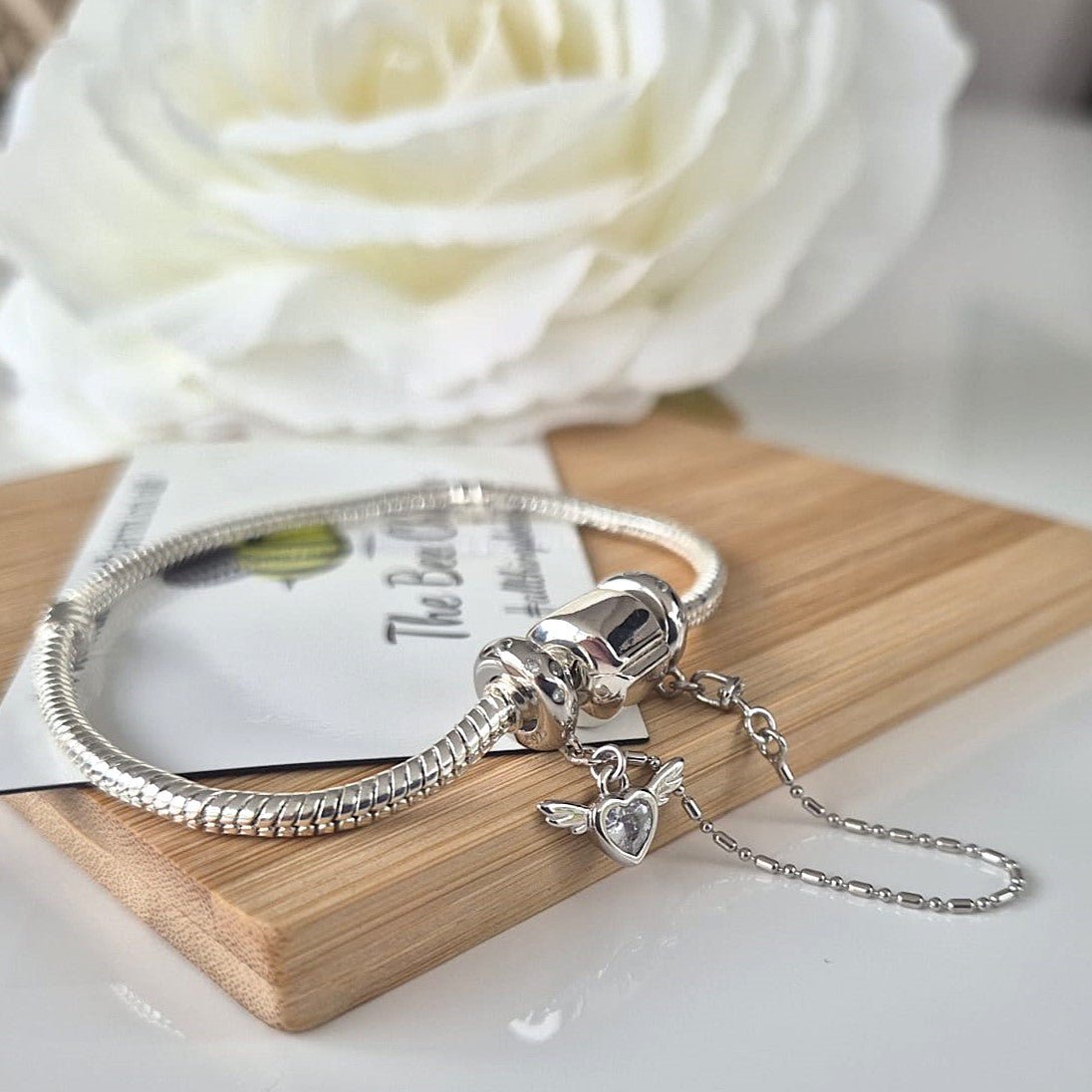 Angel Wings Safety Chain - Sterling Silver - The Bee Charm