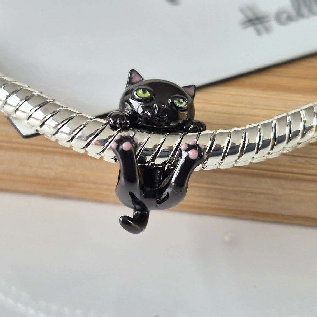 Black Cat Charm - The Bee Charm - Sterling Silver S925