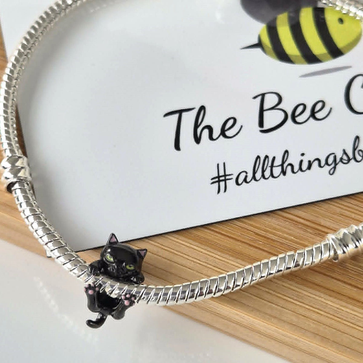 Black Cat Charm - The Bee Charm - Sterling Silver S925