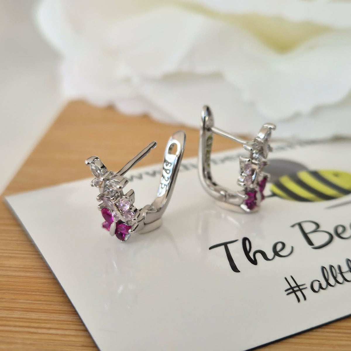 Butterfly Earrings - The Bee Charm- Sterling Silver S925