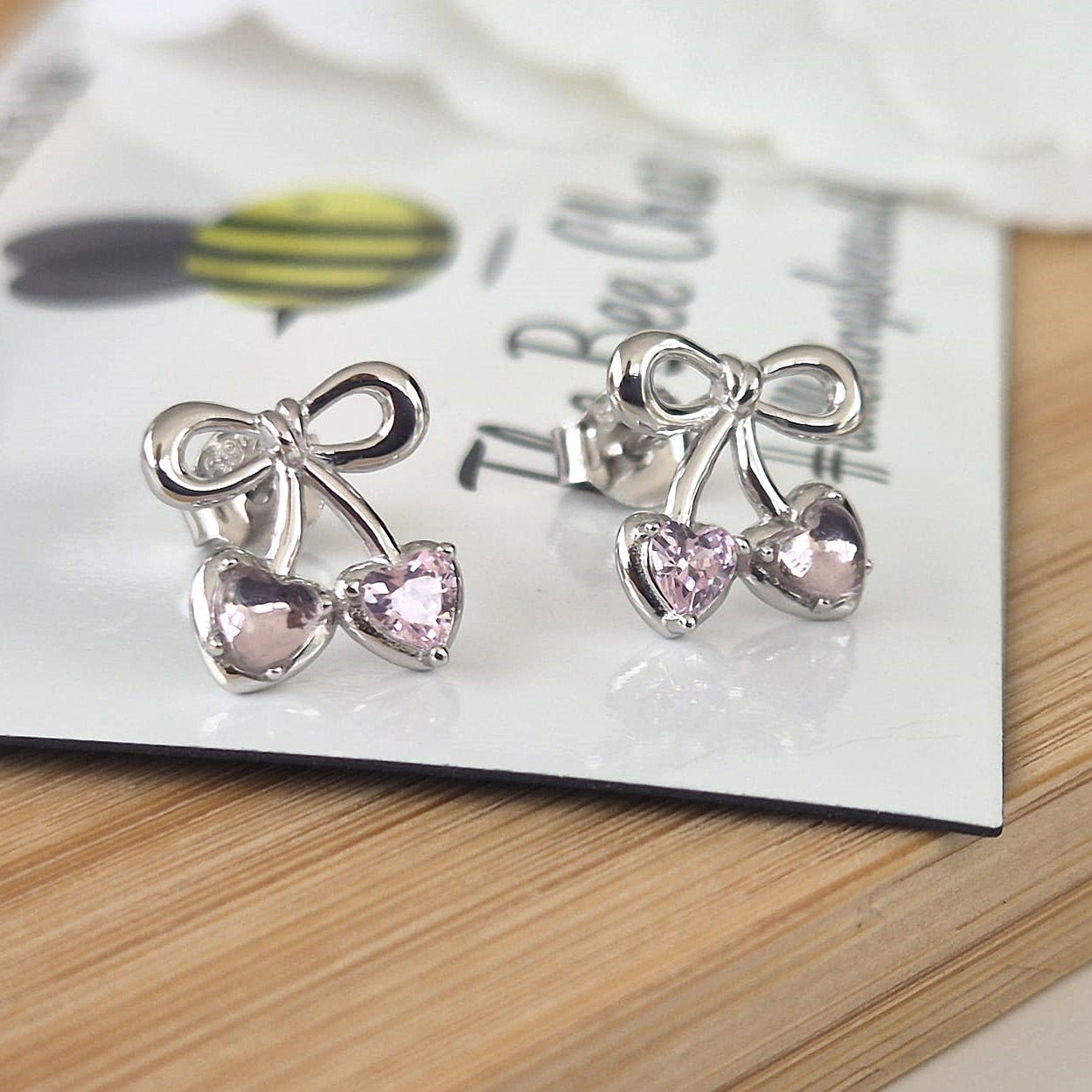 Cherry Bow Studs - The Bee Charm