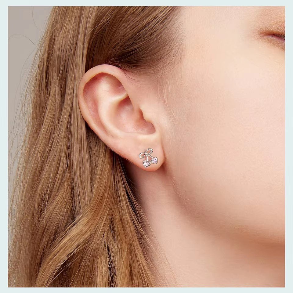 Cherry Bow Studs - The Bee Charm