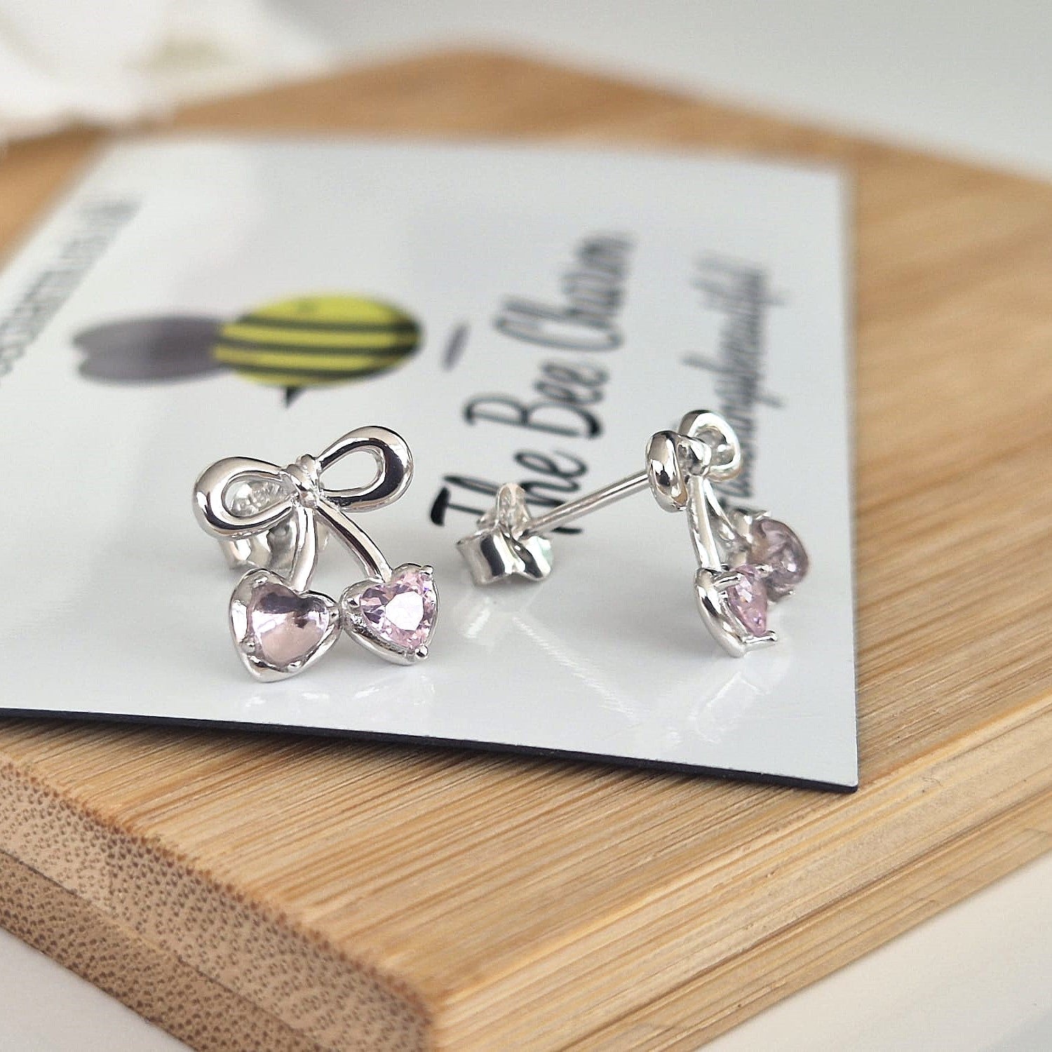 Cherry Bow Studs - The Bee Charm