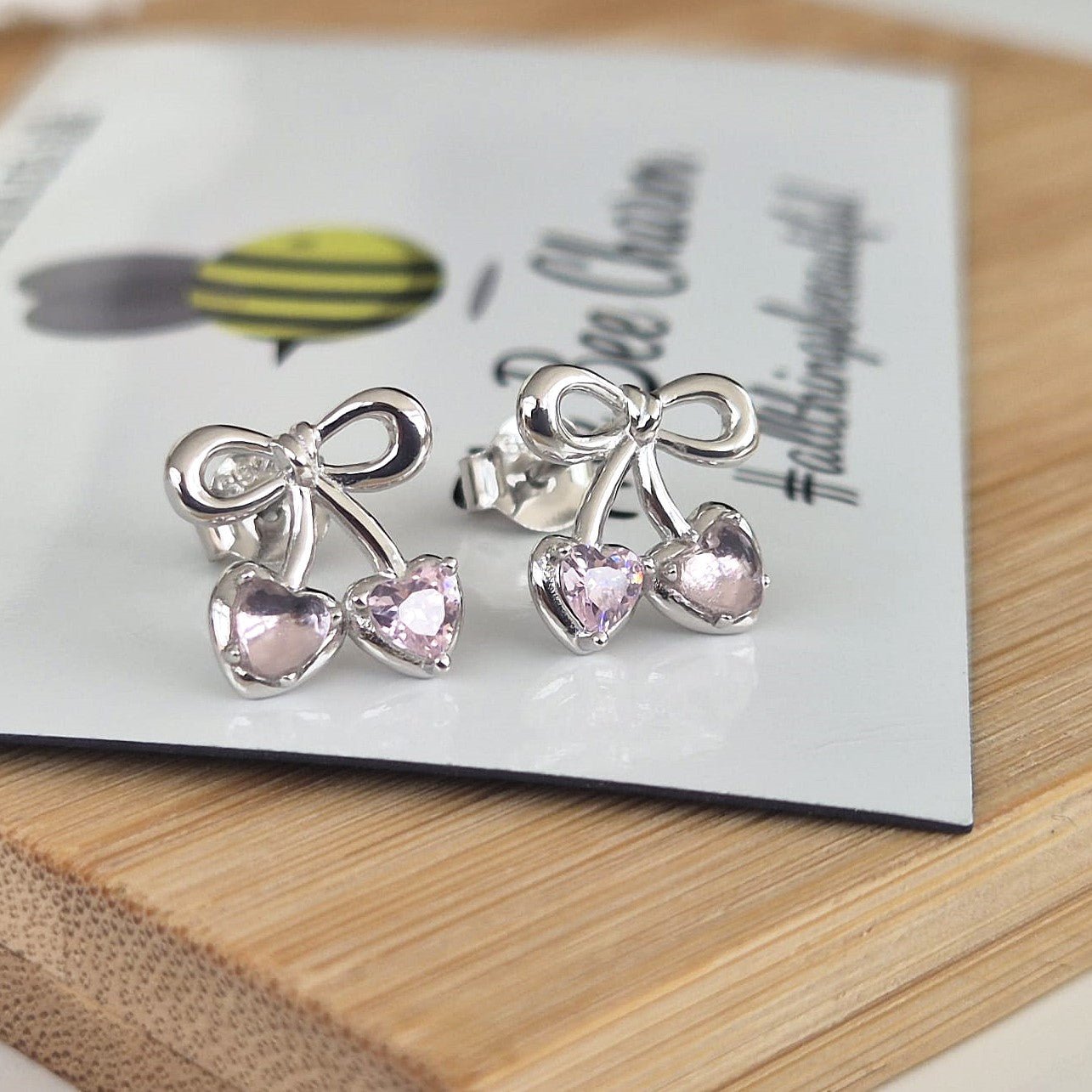 Cherry Bow Studs - The Bee Charm