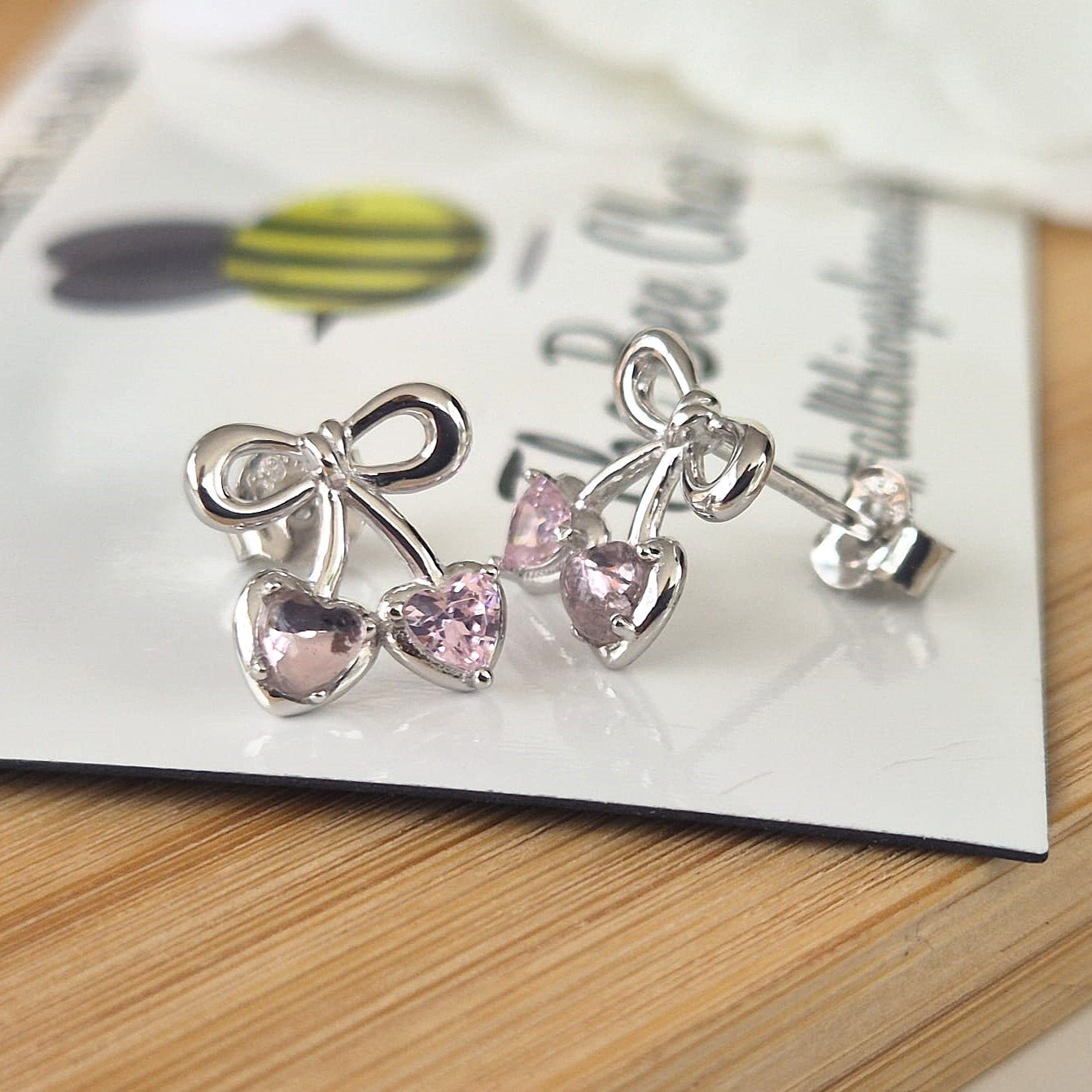Cherry Bow Studs - The Bee Charm