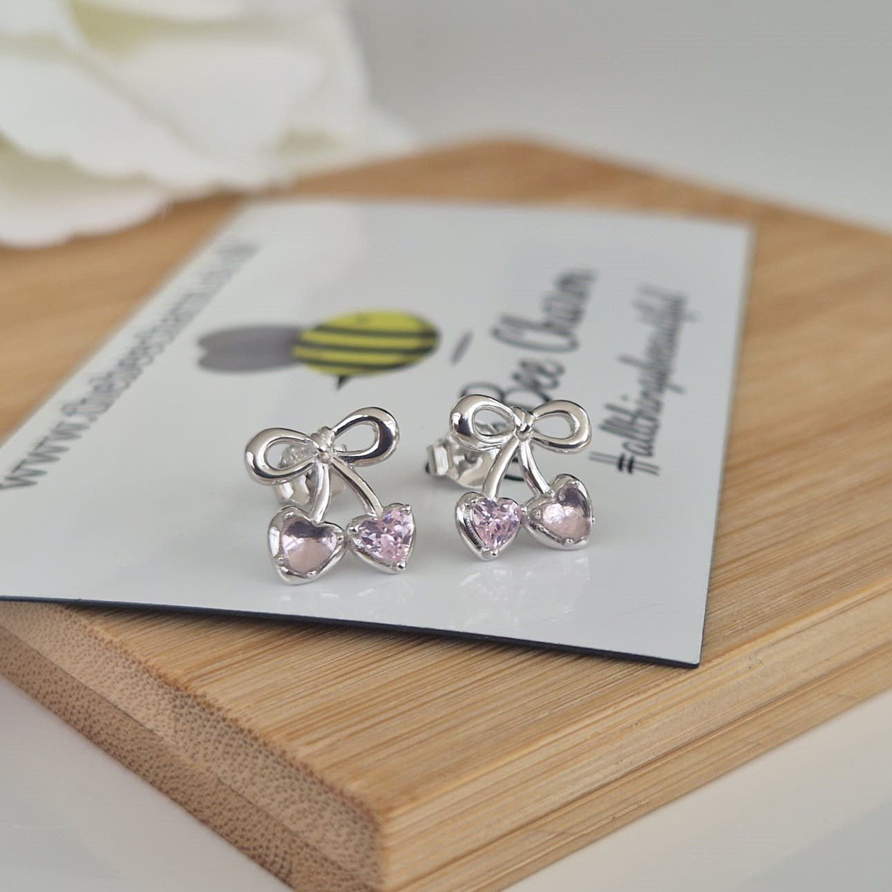 Cherry Bow Studs - The Bee Charm