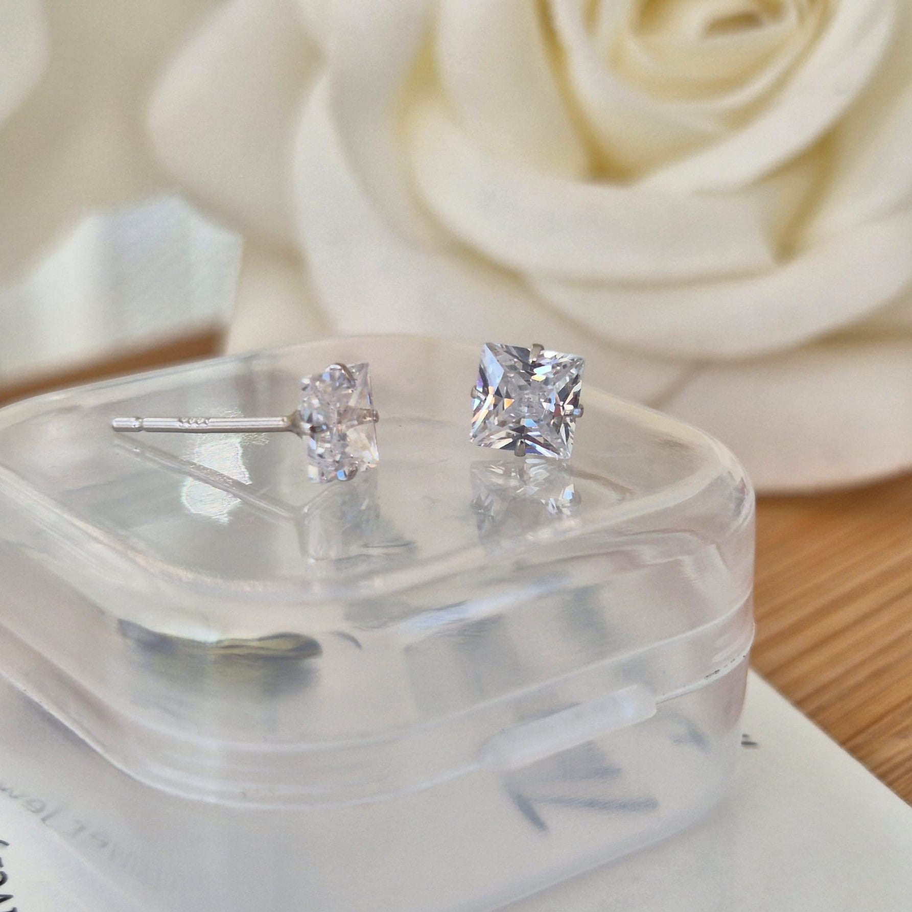 Cubic Zircon Square Studs - The Bee Charm