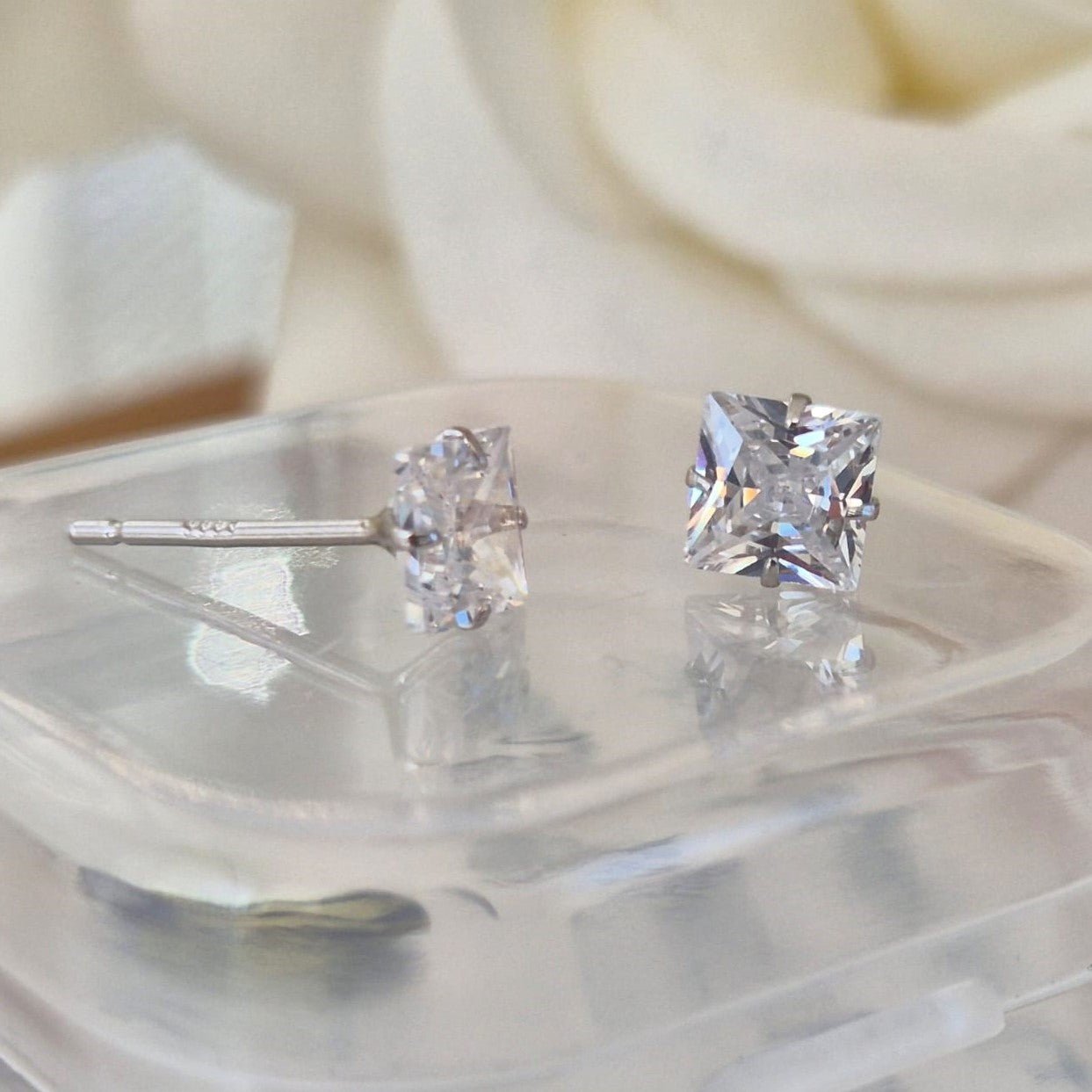 Cubic Zircon Square Studs - The Bee Charm