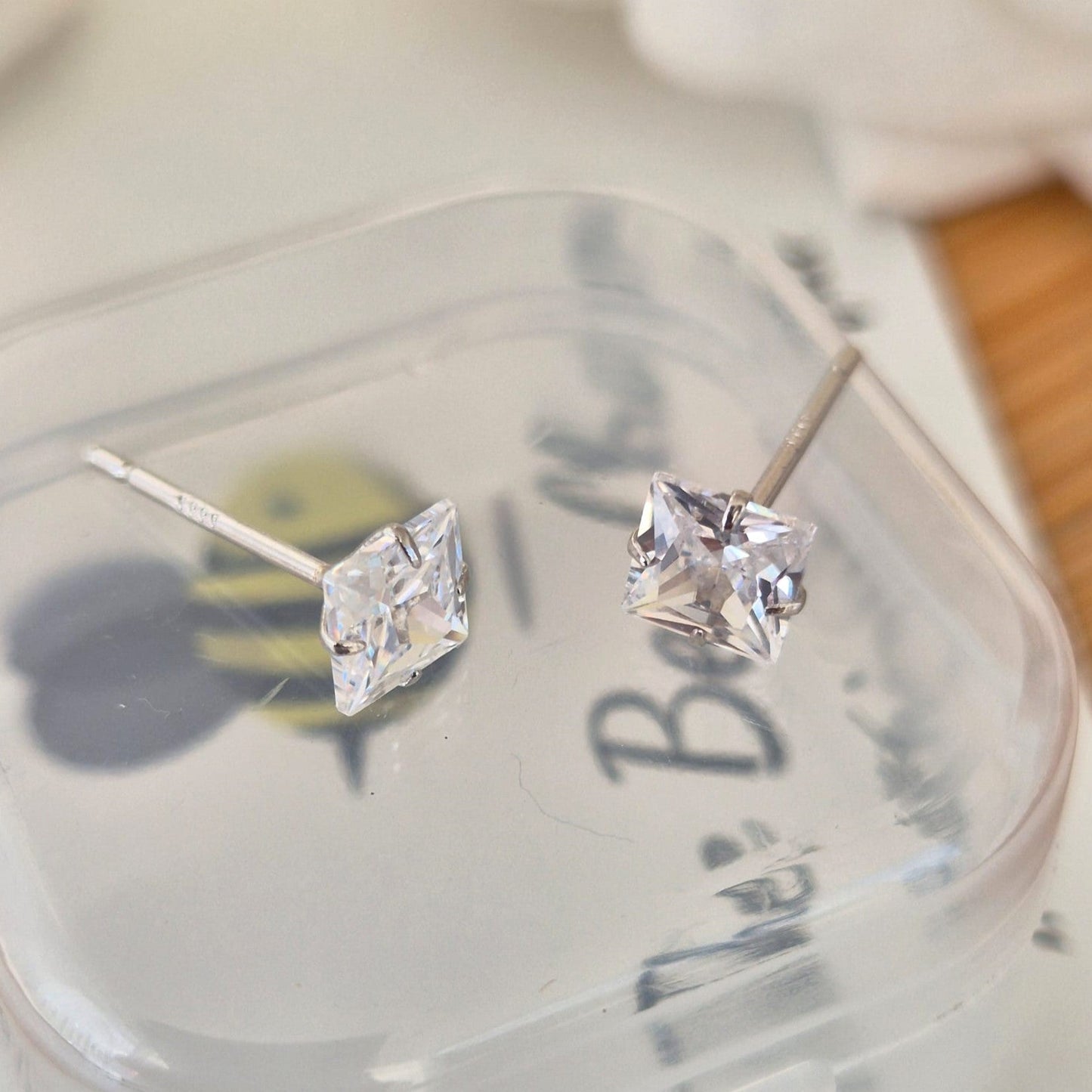 Cubic Zircon Square Studs - The Bee Charm