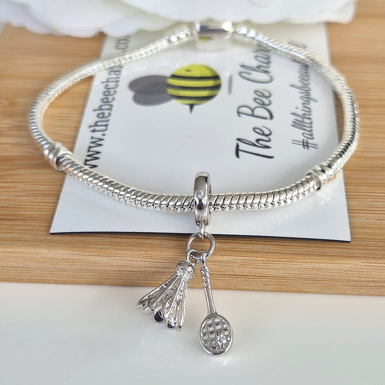 I Love Badminton Charm - The Bee Charm