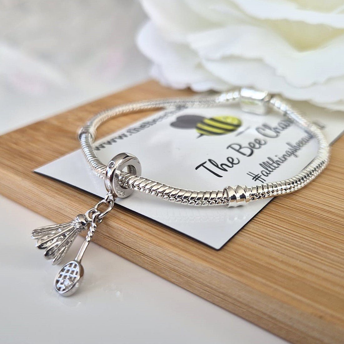 I Love Badminton Charm - The Bee Charm