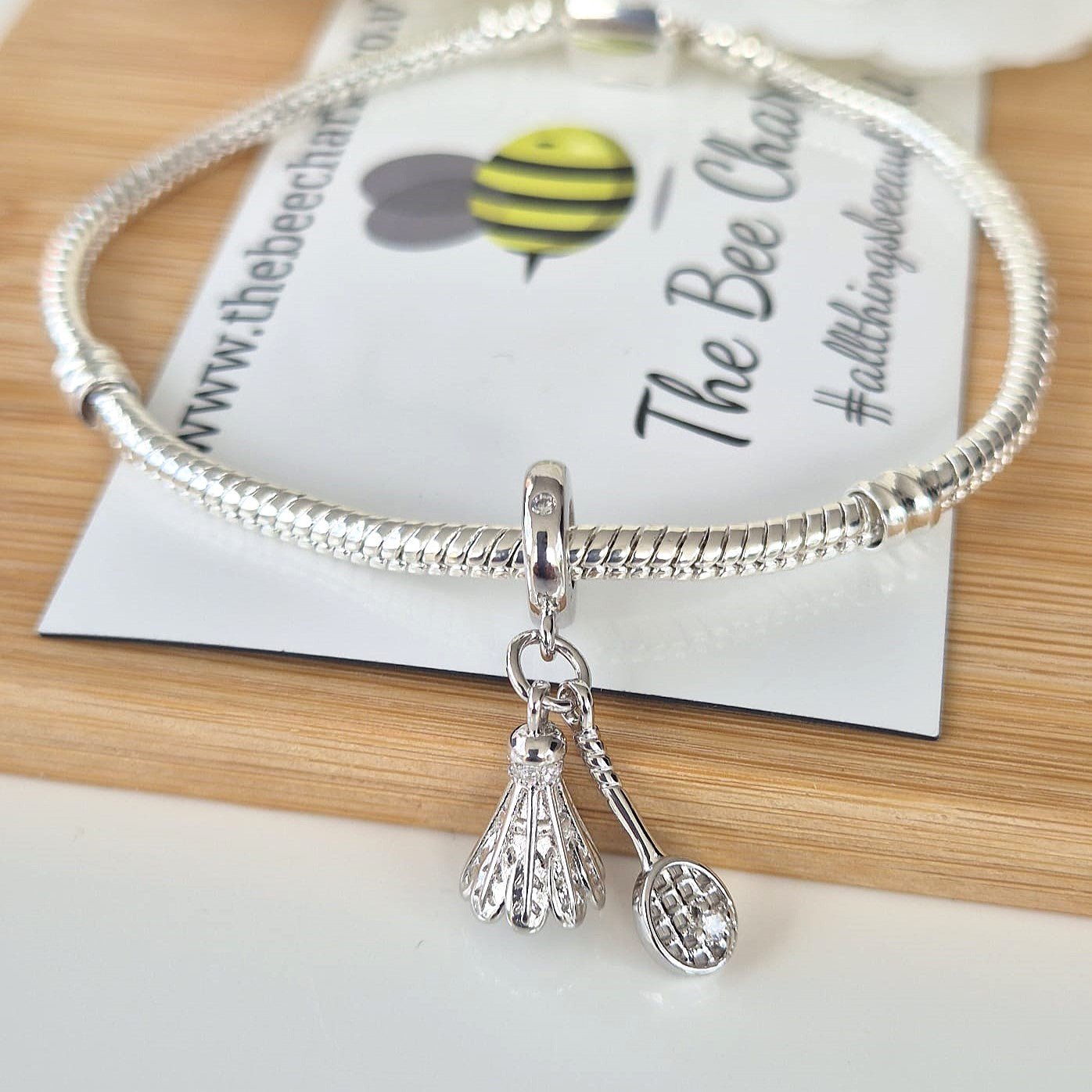 I Love Badminton Charm - The Bee Charm