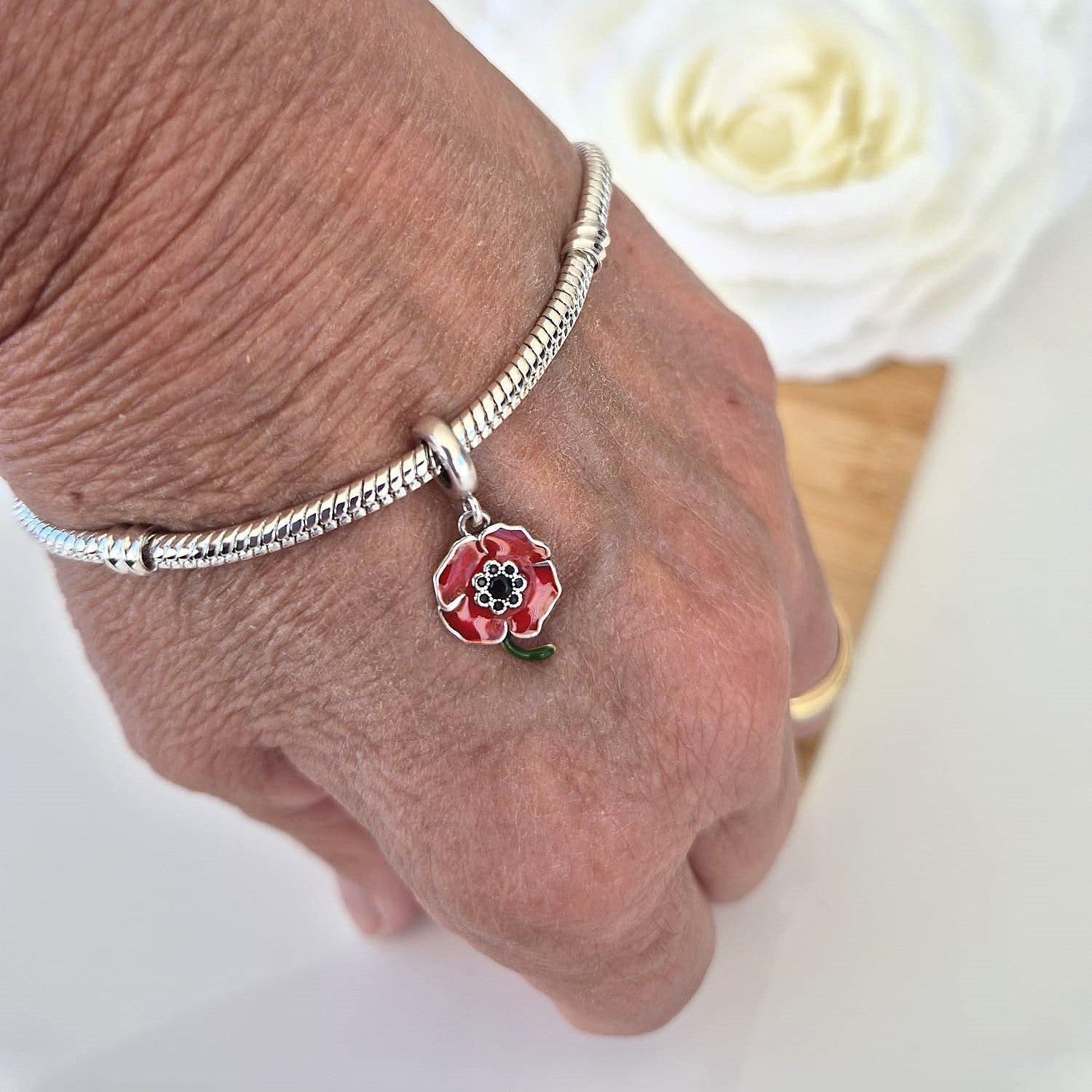 Jewelled Poppy Charm - The Bee Charm