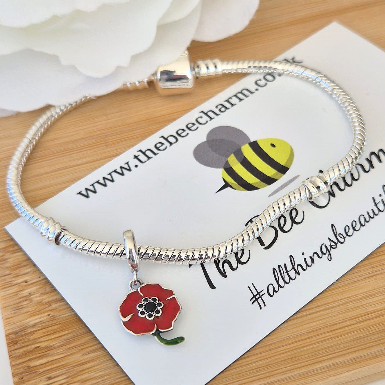 Jewelled Poppy Charm - The Bee Charm