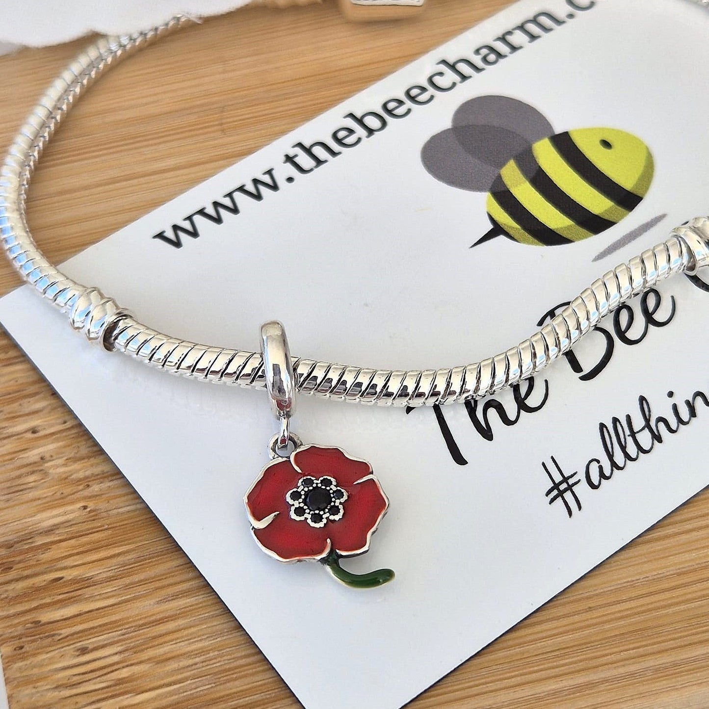 Jewelled Poppy Charm - The Bee Charm