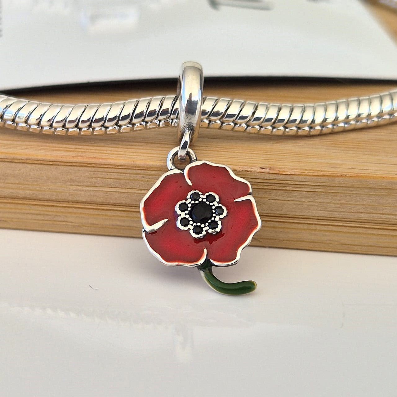 Jewelled Poppy Charm - The Bee Charm
