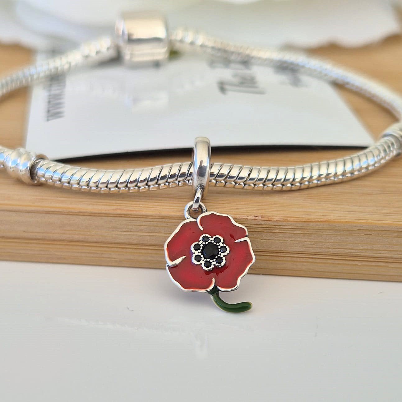 Jewelled Poppy Charm - The Bee Charm