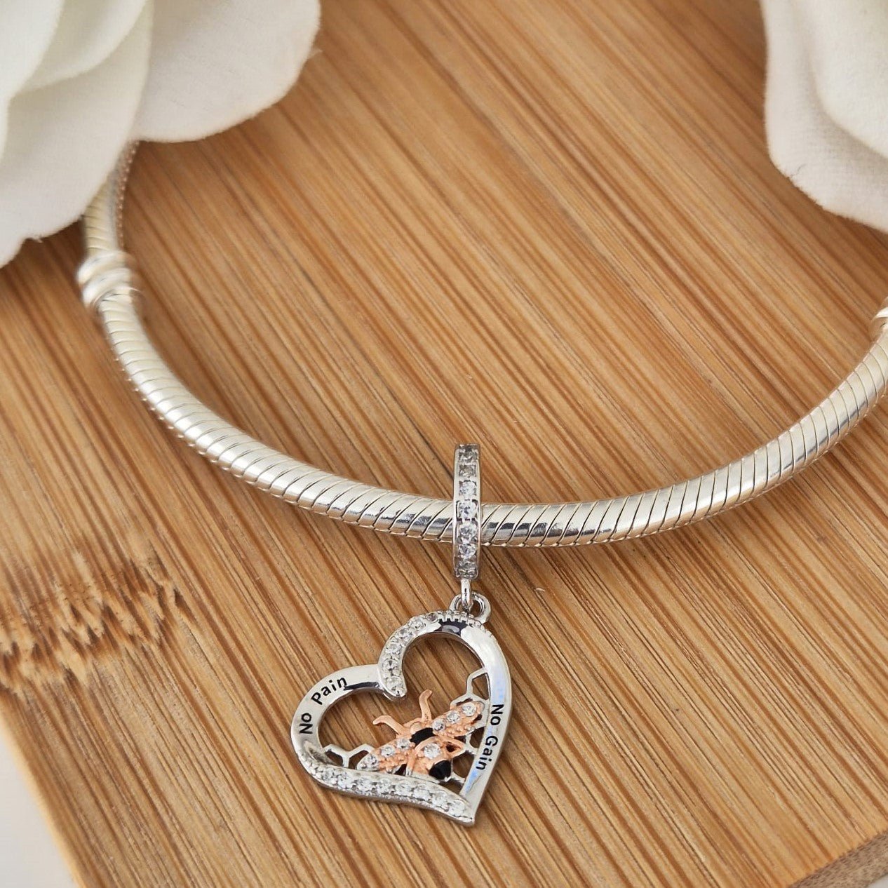 No Pain No Gain Charm - The Bee Charm