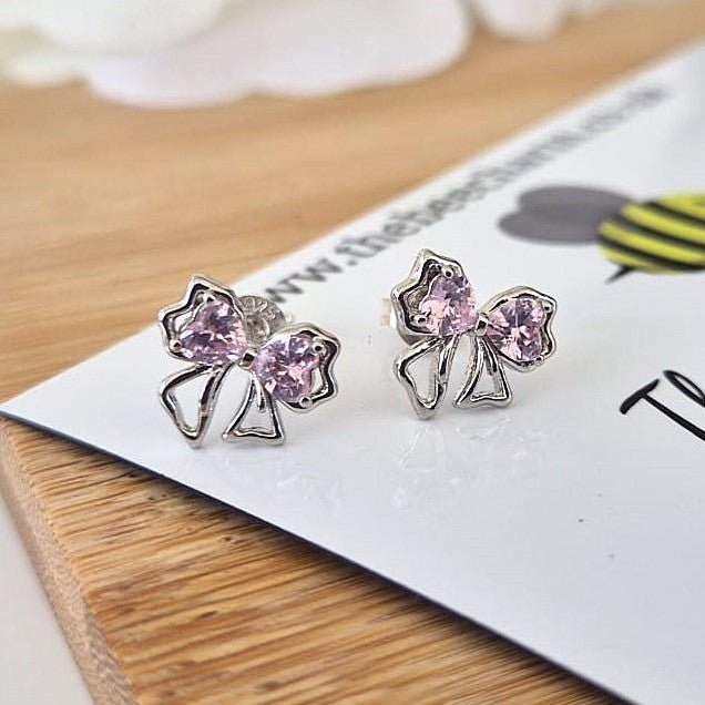 Pink Bow Studs - The Bee Charm