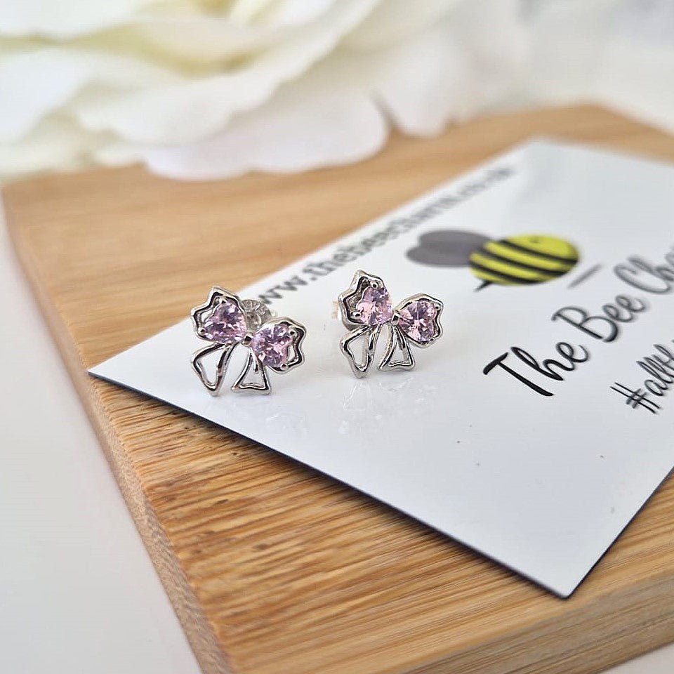 Pink Bow Studs - The Bee Charm