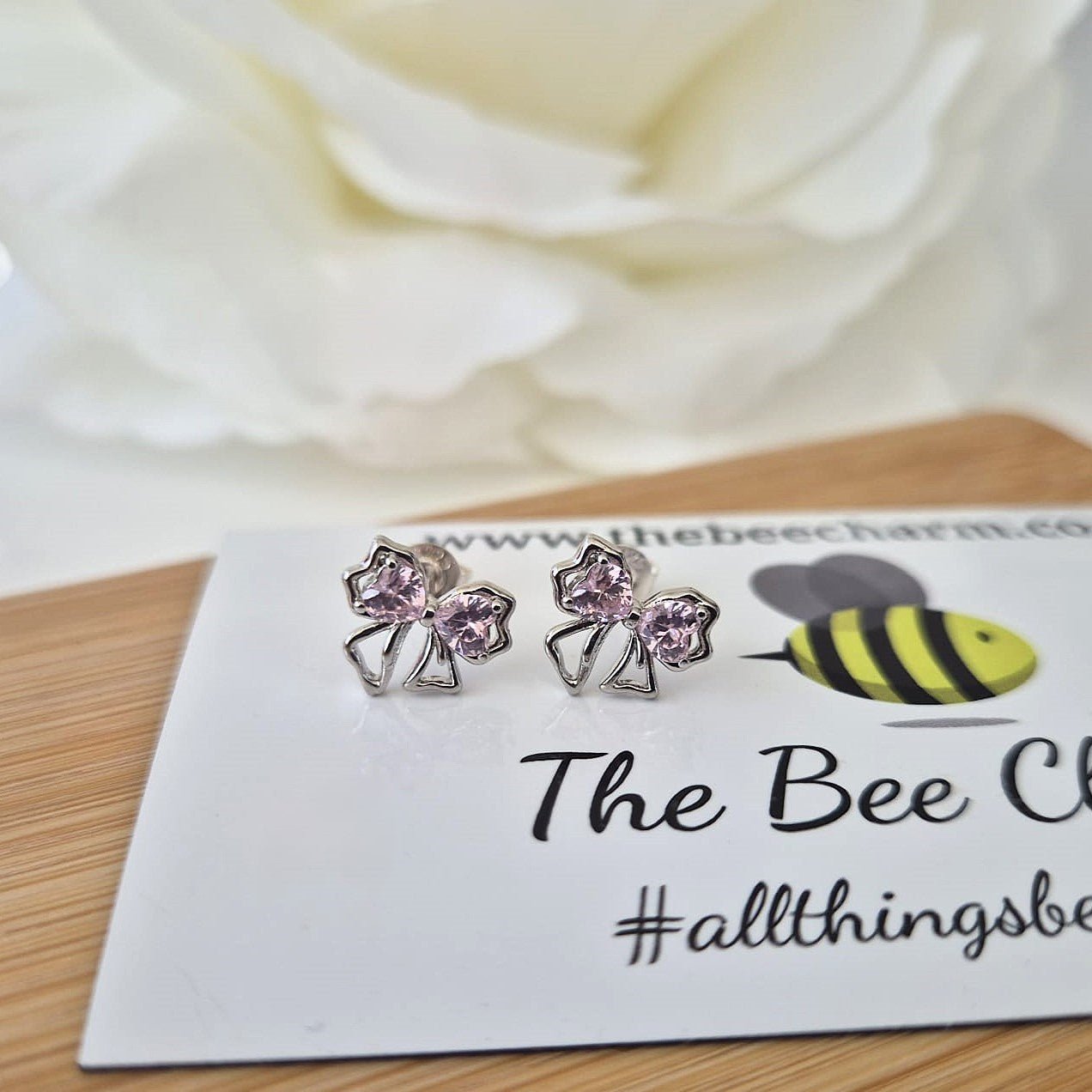 Pink Bow Studs - The Bee Charm