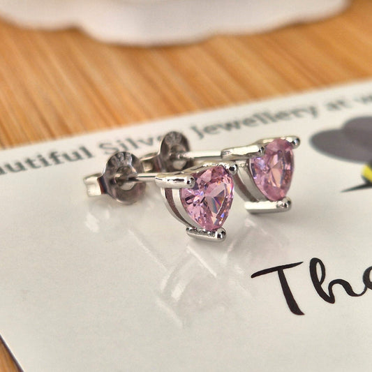 Pink Heart Studs - The Bee Charm